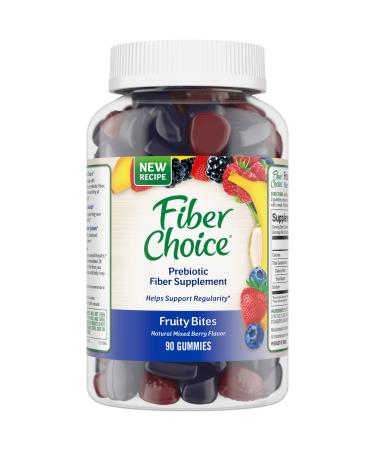 Fiber Choice Fruity Bites Daily Prebiotic Fiber Supplement Gummies, Mixed Berry, 90 Count 90 Count (Pack of 1)