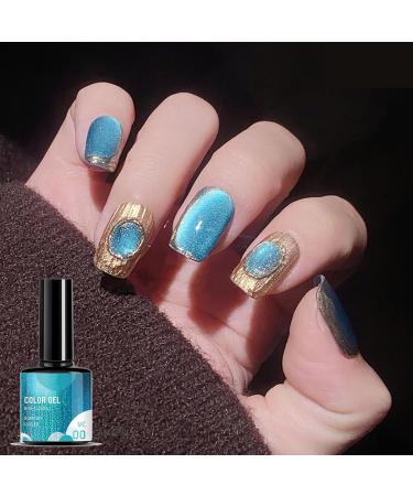 Pearl Gel Metal Nail Polish Blue Shell Thread Glitter Holographic Soak Off UV LED Varnish Shimmering Metallic Shining Sparkling Long Lasting DIY Art Manicure at Home Gift for Women & Girls - Buy Online on GoSupps.com