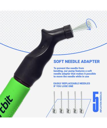 Sportbit Ball Pump with 5 Needles Set - Universal Hand Pump for Volleyball Basketball Football Soccer & Gymnastics - Inflatable Air Pump in Green - Buy Online on GoSupps.com