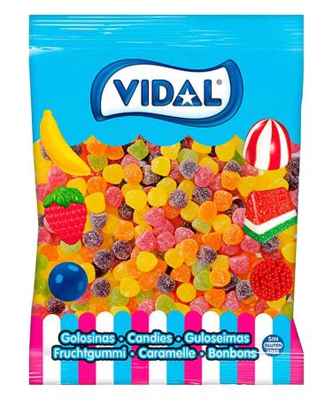 Vidal Sugarcandies rubber candies assorted flavours and colours and sugar-coated fruit mix 1 kg bag