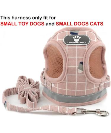 Zunea Small Dog Harness & Lead Set | Adjustable Reflective Step-in Chihuahua Vest | Escape Proof & Padded Plaid Puppy Jacket | Pink XS (Chest 26cm) - Buy Online on GoSupps.com