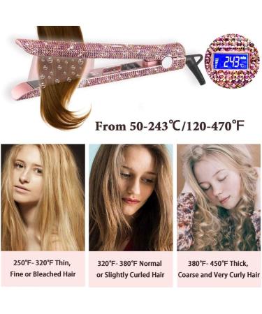 Rhinestone Titanium Flat Iron & Curler - Professional High Heat Hair Straightener 470 for Stunning Styles - Buy Online on GoSupps.com