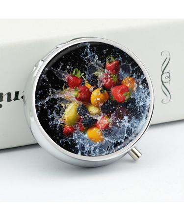 Portable Travel Pill Box with 3 Compartments - Splashing Fruit Design - Compact Pill Organizer for Handbag & Pocket - Buy Online on GoSupps.com