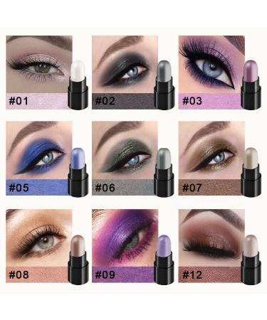 BINGBRUSH Glitter Gradient Eyeshadow Stick Set - 12 Colors Waterproof Smoky Makeup Pen for Shimmer Pink Eyes (Bright Color) - Buy Online on GoSupps.com