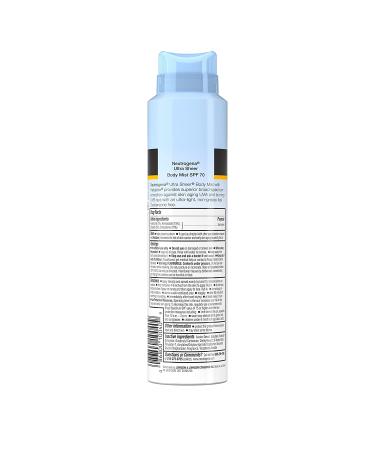 Neutrogena Ultra Sheer SPF 70 Body Mist Sunscreen Spray | Pack of 3 | Lightweight, Non-Greasy, Water Resistant, Oil-Free UVA/UVB Protection - Buy Online on GoSupps.com