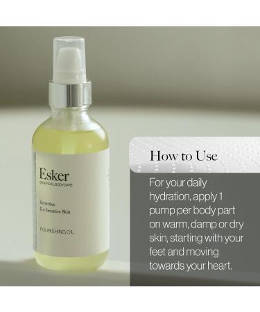 ESKER Scent-Free Nourishing Body Oil for Sensitive Skin | Vegan Cruelty-Free Clean Beauty | 4 fl oz (120 ml) - Perfect for All Skin Types - Buy Online on GoSupps.com