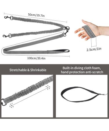 Reflective Double Dog Lead Splitter | Dual Leash for Walking 2 Dogs | 360 Swivel Rotation | Grey - Buy Online on GoSupps.com