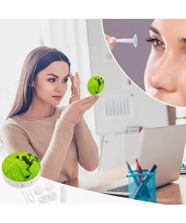 Frog Shadow On Leaf Round Case For Contact Lens Kit Storage Box with Mirror Printed - Buy Online on GoSupps.com