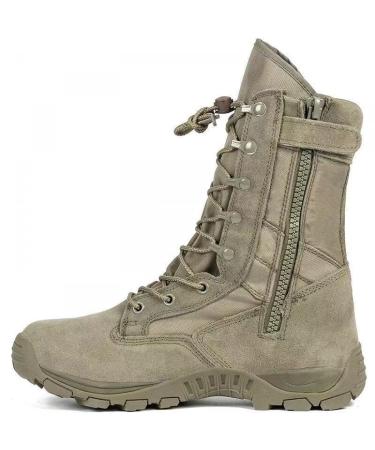 MUTERUN Men s 8 inch Tactical Military Combat Swat Desert Boots Hiking BootsTrekking Backpacking Outdoor Work Boots with Zipper 7.5 Green