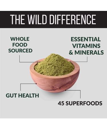 Wild Foods Super Greens Powder - Organic Green Superfood with Digestive Enzymes - 30 Servings, 3 Veggies per Scoop - Kale Spirulina Chlorella Blend - Vegan Keto Friendly - 6.7oz - Buy Online on GoSupps.com