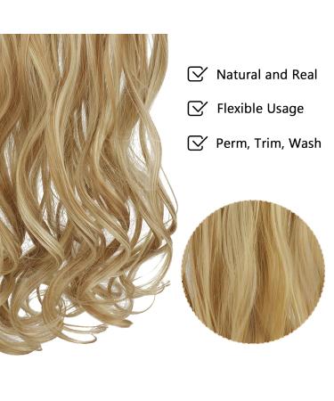 Feshfen 7-Part Clip-In Hair Extensions 50cm - Wavy Synthetic Hair in Strawberry Blonde & Bleach Blonde - 16 Clips for Women - Buy Online on GoSupps.com