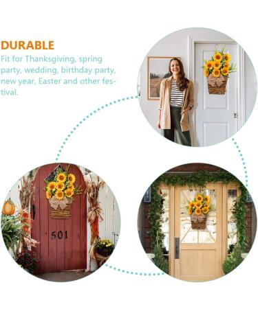 HOMSFOU 3pcs Sunflower Basket Sunflower Centerpieces for Tables Fake Plant Spring Wreaths Artificial Sunflowers Hanging Basket Christmas Farmhouse Decor Wall Silk Flower Flowerpot Yellowx3pcs 40x14cmx3pcs - Buy Online on GoSupps.com