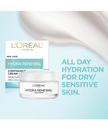 L'Oreal Paris Hydra-Renewal Face Moisturizer - Pro-Vitamin B5 All-Day Hydration for Dry Sensitive Skin 1.7 Oz (Pack of 2) - International Shipping Available - Buy Online on GoSupps.com