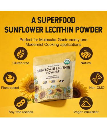 Organic Sunflower Lecithin Powder | 100% Non-GMO USDA Certified Gluten-Free | Brain Liver & Heart Health Support | Premium Food Emulsifier for Baking & Smoothies | 4oz (113g) 10g Daily Serving - Buy Online on GoSupps.com