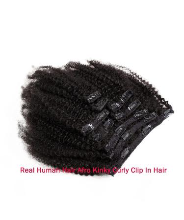 Saga Queen Afro Kinky Curly Clip In Hair Extensions 14 Natural Black - Brazilian Virgin Human Hair - Buy Online on GoSupps.com