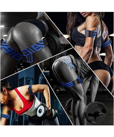 Isesuch Blood Flow Restriction Bands 2PCS - Arm & Leg Occlusion Straps for Muscle Training - Blue/Black 60cm - Buy Online on GoSupps.com