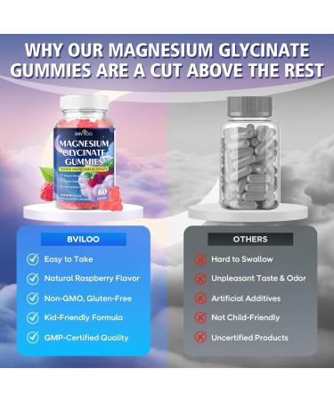 Magnesium Glycinate Gummies 1000mg with L-Threonate Vitamin D B6 & CoQ10 - Supports Memory Calm & Mood - Sugar-Free Raspberry Flavor - 60 Count 1pack - Buy Online on GoSupps.com
