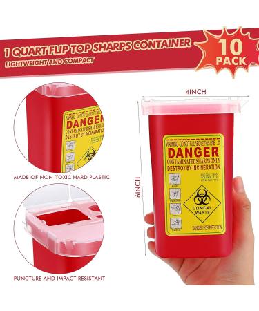 1 Quart Red Sharps Container - Small Portable Needle Disposal Bins for Home & Office Use (10 Pack) - Buy Online on GoSupps.com
