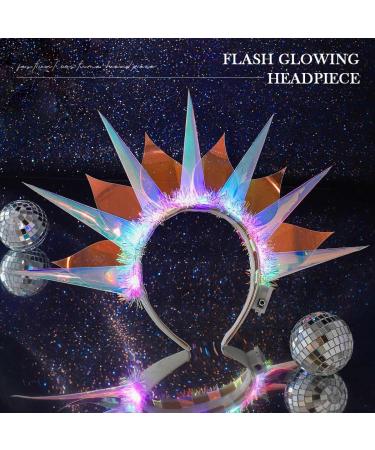 Zoestar Light Up Headbands LED Goddess of Liberty Crown Headband Glowing Nightclub Hair Band Party Rave Hair Accessories for Women and Girls - Buy Online on GoSupps.com