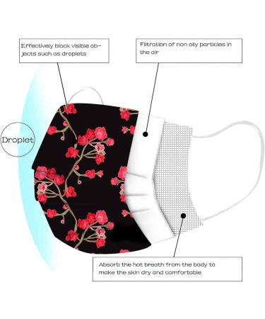 10PC Disposable Face_Masks Flower Print 3 Ply Breathable Face_Cover Flower Women Fashion Face Covering Protections Multicolor-1 As shown - Buy Online on GoSupps.com