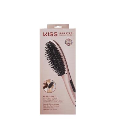 KISS Bristle Hair Straightener Heat Brush Digital Temperature Control Up to 410 F 90-Minute Auto Shutoff Cool-Tip Ionic Bristles Lightweight Handle 360 Swivel Cord Pink 1.25 lbs