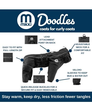 Mikki Doodles Waterproof & Windproof Dog Rain Coat - Size L Black | Silky Feed Less Friction Fewer Nodes - Buy Online on GoSupps.com