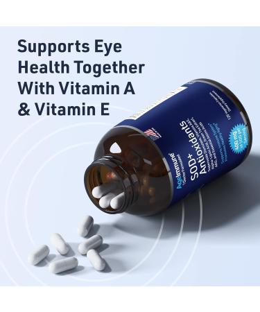 SOD Antioxidants Supplement for Healthy Aging - 400mg Superoxide Dismutase L-Arginine Vitamins A & E - Immune Support - 120 Capsules - Buy Online on GoSupps.com