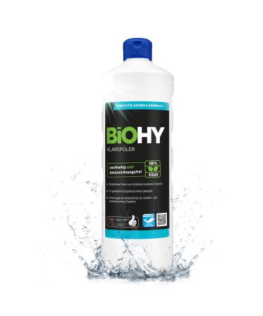 BiOHY Rinse Aid (1l Bottle) | Ecological high Concentrate | Suitable for All (Commercial) dishwashers for Unbeatable Shine on Glasses | BIO-logically degradable (Klarsp ler) 1 l (Pack of 1)