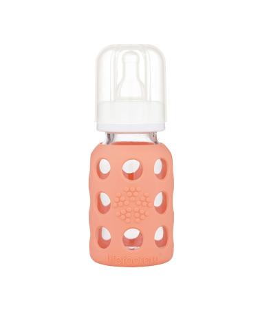 Lifefactory Glass Baby Bottle with Stage 1 Nipple and Protective Silicone Sleeve Cantaloupe  4 Oz 4 Ounce Cantaloupe