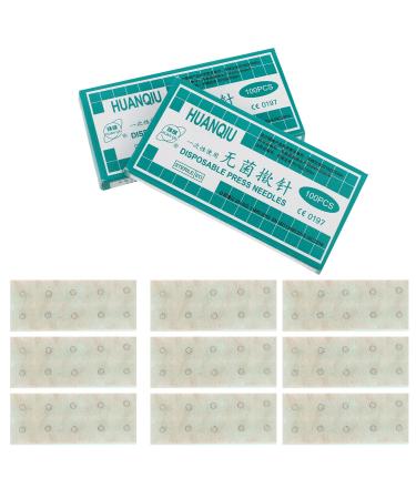 HEALLILY 200Pcs Ear Press Acupuncture Vaccaria Needle Massage Paste Ear Sticker Ear Disposable Ear Acupressure Kit 0. 25X1. 3Mm