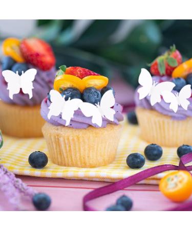 Alegre Edible Butterflies for Cakes - 50 White Decorative Muffin & Birthday Cake Toppers - Buy Online on GoSupps.com