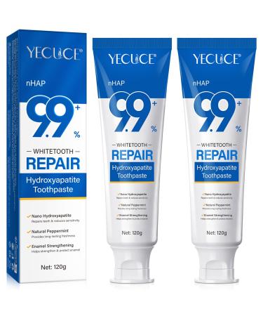 9.9% Hydroxyapatite Toothpaste for Enamel Protection and Tooth Strengthening (2PCS) Nano Hydroxyapatite Toothpaste Gentle Mint Fresh Breath Daily Use for Oral Health