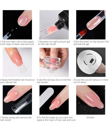 Kalolary Full Cover Dual Nail System Form 100PCS Clear Dual Forms UV Gel Acrylic Tips + 10PCS Poly Gel Quick Building Nail Tip Clip - Buy Online on GoSupps.com