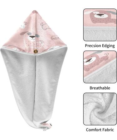 Cute Dogs Dry Hair Cap - 2 Piece Quick Drying Towel Set | Super Absorbent Soft & Comfortable with Button Headband - Perfect for Wet Pets - Buy Online on GoSupps.com