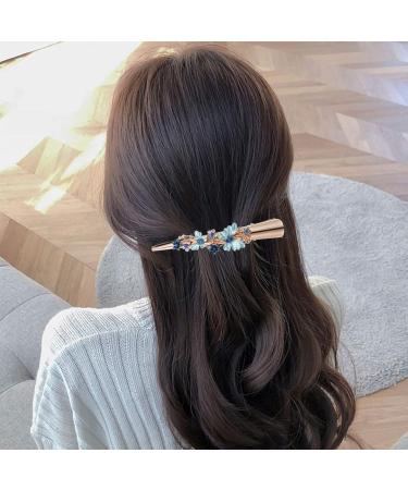 minkissy Rhinestone Alligator Hair Clips Flower Hair Barrettes Alloy Large Duckbill Clip Delicate Hair Accessories for Women and Girls 12x2.5cm Blue - Buy Online on GoSupps.com