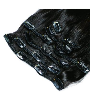 Mila 18 Clip-In Extensions | 100% Remy Straight Human Hair - Natural Black 1B 120g 8 Wefts - Buy Online on GoSupps.com
