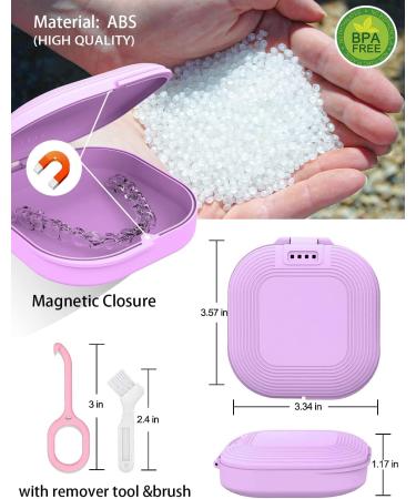 HEMILAB Purple Dream Retainer Case - Slim Aligner Case with Vent Holes for Invisalign - Includes Removal Tool and Brush - Cute Mouth Guard Case - Buy Online on GoSupps.com