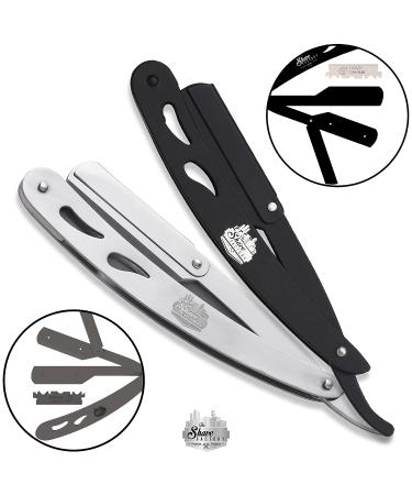 The Shave Factory Straight Edge Razor Kit with 100 Derby Blades - Stainless Steel Men's Straight Razor Set - Buy Online on GoSupps.com