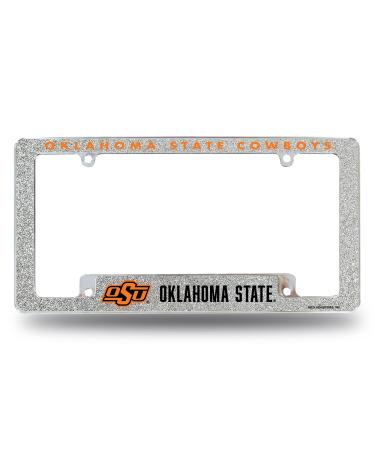 Rico Industries NCAA 12" x 6" Chrome All Over Automotive Bling License Plate Frame Design for Car/Truck/SUV Oklahoma State Cowboys