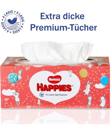 Huggies Happies Dry Baby Wipes - Soft Tear-Resistant 10 Packs of 100 Wipes - Monthly Supply for International Shipping - Buy Online on GoSupps.com