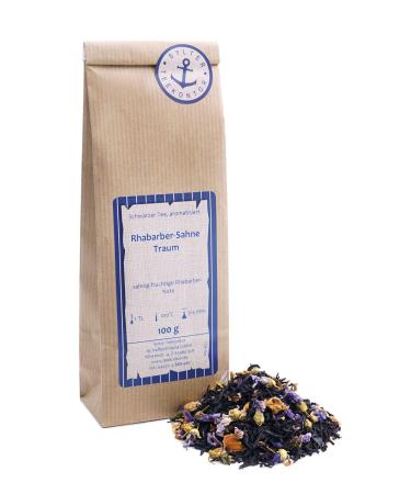 Sylter Teekontor Loose leaf black tea with rhubarb dream mallow flowers yogurt granules rhubarb rose petals black tea with a hint of rhubarb 500g