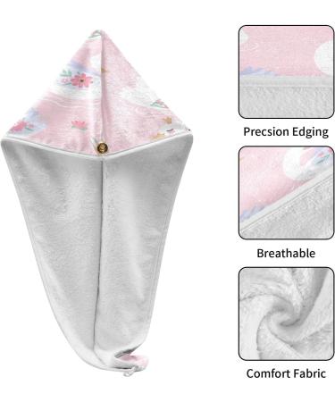 Buy Cute Swans Pink Dry Hair Cap Set - 2 Piece Quick Drying Towels & Button Headband | Super Absorbent & Comfortable - Buy Online on GoSupps.com