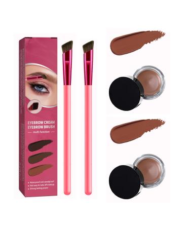 Eyebrow Brush Home Eyebrow Care Kit 4D Laminated 4D Laminated Brow Home-Grooming Kit 4D Hair Stroke Brow Stamp Brush with Eyebrow Cream (2*Light Brown)