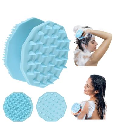 Scalp massage brush 2 in 1 soft silicone head massage brush peeling body brush scalp massage hair growth suitable for different skin types for children women and men (blue) 10.5cm blue