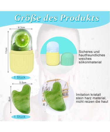 Scettar Face Ice Roller & Gua Sha Board - Reusable Silicone Facial Roller for Thin Skin Pore Reduction & Wrinkle Relief (Green) - Shop Internationally - Buy Online on GoSupps.com