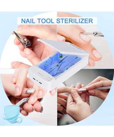Funfe Nail Tool Sterilizer with Blue Light - Portable UV Sterilizer Box for Nails - Manicure & Jewelry Sanitizer - White - Buy Online on GoSupps.com