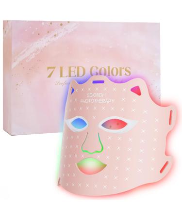 Blue Red Light Therapy Mask for Face Led Face Mask Light Therapy At Home 7 Colors LED Face Mask Light Therapy Pink 011
