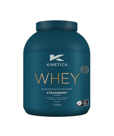 Kinetica Strawberry Whey Protein Powder | 2.27kg | 23g Protein per Serving | 76 Servings | Sourced from EU Grass-Fed Cows | Superior Mixability & Taste Strawberry 2.27 kg (Pack of 1)