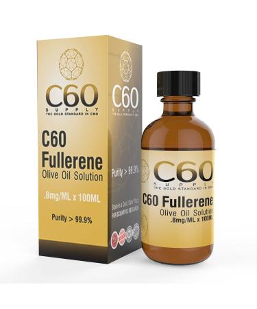 C60 Supply: C60 Fullerene 99.9% Purity - Ultra Pure Vacuum Dried Buckminsterfullerene Solution with Extra Virgin Olive Oil - 100 ml - Skin and Nerve Health Support - Amber Glass Lab-Grade Bottle 3.51 Fl Oz (Pack of 1)
