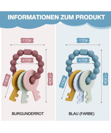 2 Pack BPA-Free Silicone Baby Teething Ring Keys | Gummy Massager for Infants 3+ Months - Buy Online on GoSupps.com